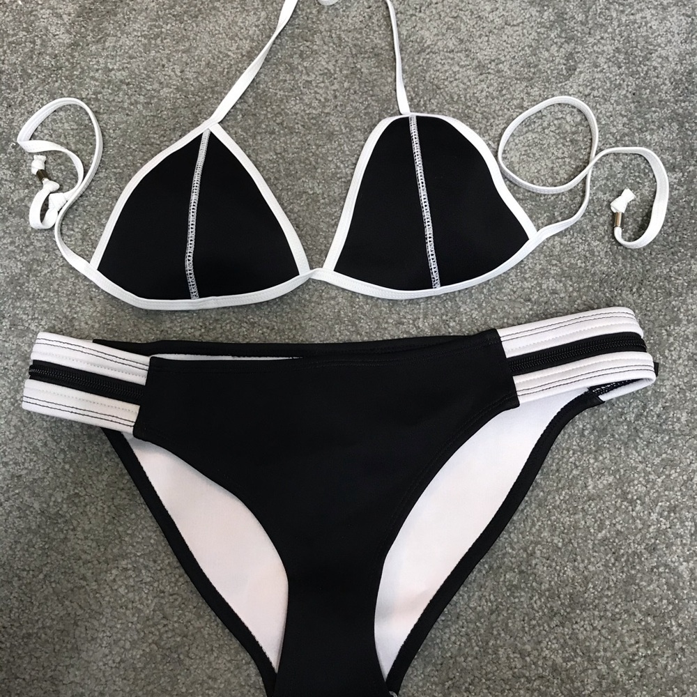 black & white triangle bikini